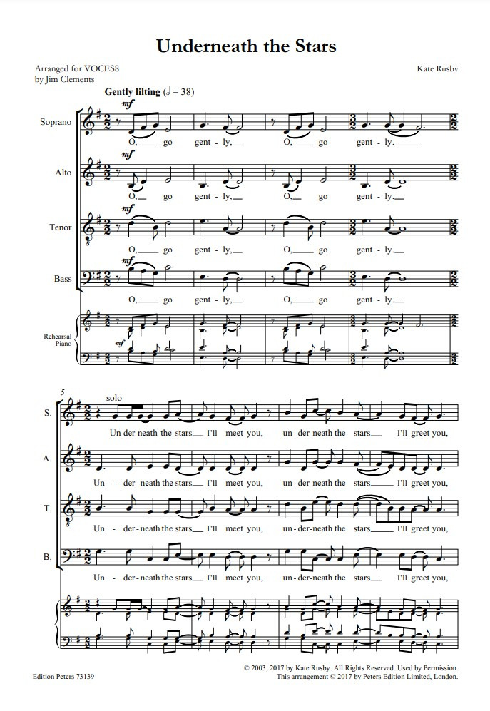 Beispielseite 1 zu Underneath the Stars for mixed chorus a cappella chorus score