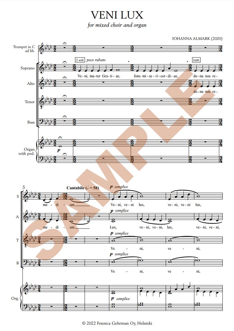 Beispielseite 1 zu Veni lux Mixed Choir and Organ Choral Score