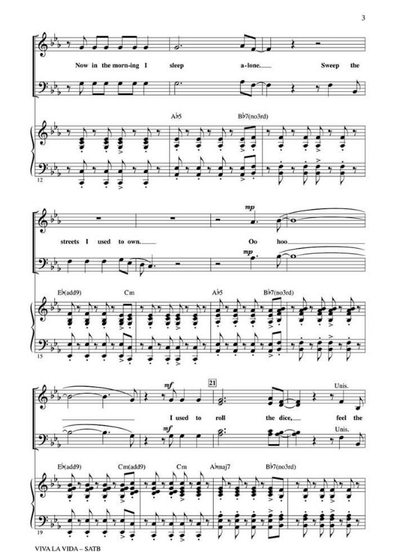 Beispielseite 2 zu Viva la vida for mixed chorus (SATB) and piano choral score