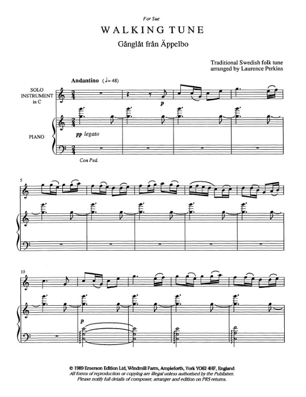 Beispielseite 1 zu Walking Tune for flute (oboe/violin/clarinet/cor anglais/horn in F) and piano