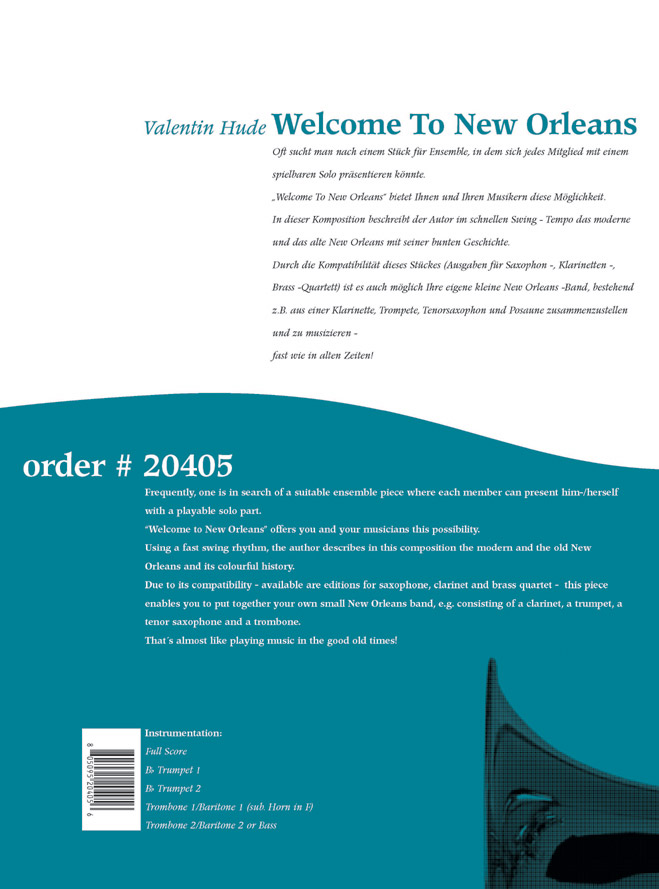Beispielseite 1 zu Welcome to New Orleans for 4 brass instruments score and parts