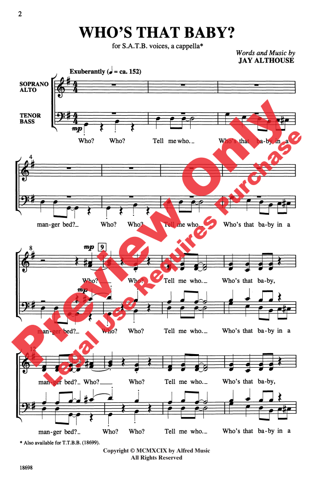 Beispielseite 1 zu Who's That Baby? for mixed choir a cappella choral score