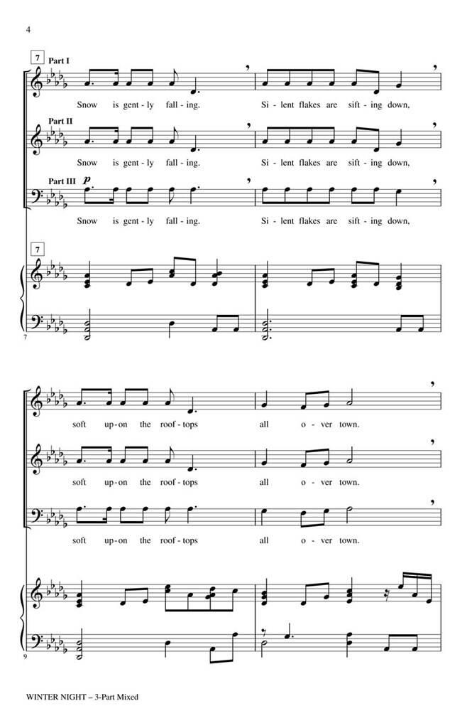 Beispielseite 2 zu Winter Night for 3-part choir and piano choral score