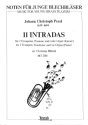 11 Intradas for 2 trumpets, trombone and/or organ (piano) score and parts