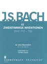 15 Zweistimmige Inventionen (BWV772 -786) f�r 2 Klarinetten ( in C, B oder A )