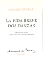 2 Danzas de La Vida breve para piano 4 manos partitura