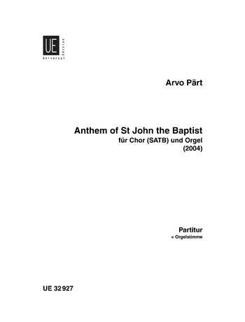 Anthem of St.John the Baptist fr gem Chor und Orgel Partitur (= Orgelstimme)