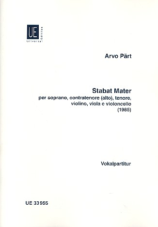 Stabat Mater per soprano, contratenore (alto), tenore, violino, viola e violoncello partitura per canto