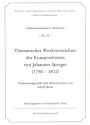 Adolf Meier, Thematisches Werkverzeichnis der Kompositionen von Johannes Sperger (1750-1812)