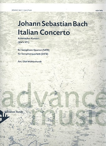 Italienisches Konzert BWV971 fr 4 Saxophone (SATBar) Partitur und Stimmen