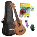 Ukulele-Set Premium Mahagoni Sopran-Ukulele  (Buch dt/en/fr/sp +Audio Online +Instrument +Tasche +3 Picks +Tuner)