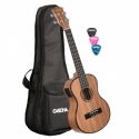 Tenor Ukulele Mahagoni mit Tonabnehmersystem (inkl. gepolsterte Tasche, 3 Plektren, integriertem Stimmgert und 3-Band-Equalizer)