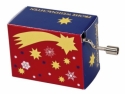 Spieluhr Jingle Bells Motiv blau-rot mit Goldprgung mit Holz-Resonanzboden