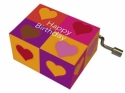 Spieluhr Rechtecke mit Herzen,  Mel.: Happy Birthday art & music Spieluhr auf Resonanzholz in Motivschachtel