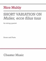 Nico Muhly, Short Variation on Mulier, ecce filius tuus String Quartet set
