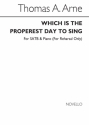 Thomas-Augustin Arne, Arne Which Properst Day Sing Satb/Pf SATB and Piano Chorpartitur