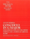 Concerto G major for descant recorder, strings, 2 horns ad lib. score