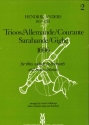 Trioos, Allemande, Courante, Sarabande, Gighe for 3 melody instruments (2 violins, violoncellos) and bc