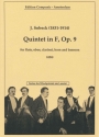 Quintet F major op.9 for flute, oboe, clarinet, horn and bassoon score and parts