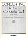 Concerto G major no.1 for treble recorder, strings and bc score