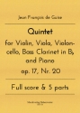 Quintet op17/20 for violin, Viola, Violoncello, Bass Clarinet in B, Piano