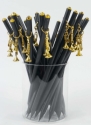 Bleistift mit Anhnger Trompete golden/Kristall