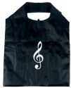 Einkaufstasche faltbar Violinschlssel schwarz 48 x 37 cm im Etui mit Reiverschluss und Kunststoff-Karabiner