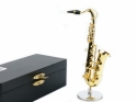 Saxophon 12,5cm vergoldet mit Stnder und Geschenkbox