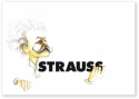 Postkarte Strauss Karikatur 10,5x14,8cm