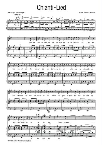 Chianti-Lied: Einzelausgabe fr Gesang und Klavier