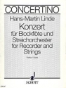 Linde, Hans-Martin: Konzert fr Blockflte (Alt, Sopranino und Bass) und Streichorchester Partitur