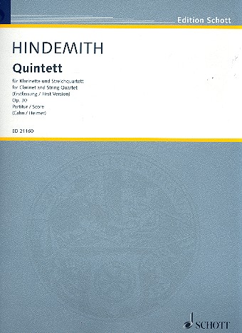 Quintett op. 30 fr Klarinette und Streichquartett Partitur