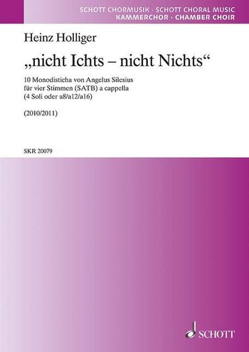 nicht Ichts nicht Nichts fr 4 Stimmen (gem Chor ) a cappella Partitur