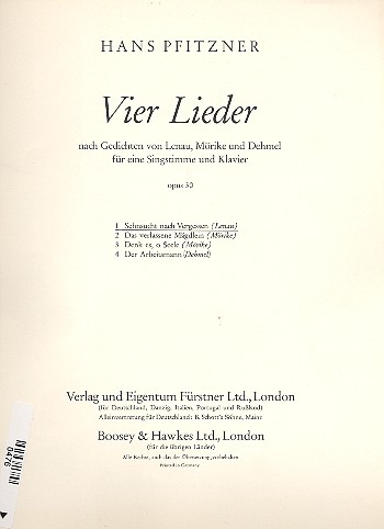 Sehnsucht nach Vergessen op. 30,1 fr Tenor und Klavier