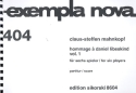 Hommage  Daniel Libeskind Band 1 fr 6 Spieler (Fl, Ob, Klar, Vl, Va, Vc) Studienpartitur
