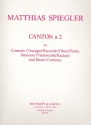 Canzon a 2 for cornetto (trumpet/recorder/oboe/flute), bassoon (cello) and Bc score and parts