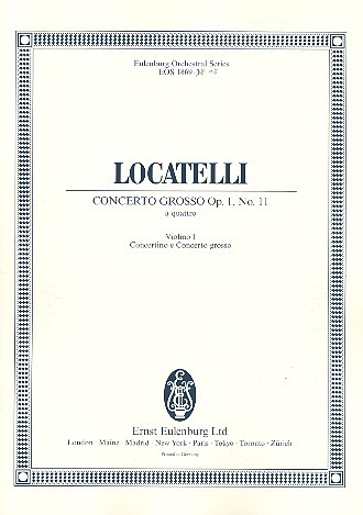 Concerto grosso op. 1,11 fr 2 Violinen, Viola, Violoncello und Streichorchester Spielpartitur Violine 1 (solo und ripieno)