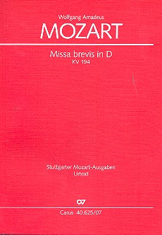 Missa brevis in D KV194 fr Soli, gem Chor und Instrumente Studienpartitur
