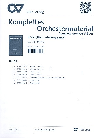Markuspassion fr Soli, gem Chor und Orchester Stimmensatz (Streicher 5-5-3-3-3)