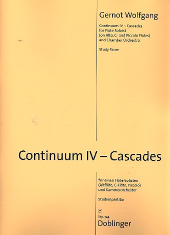 Continuum IV - Cascades fr Flte (mit Altflte und Piccolo) und Kammerorchester Studienpartitur