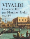 Concerto III G-dur op.44/9 fr Flautino (Sopranblockflte), Streicher und Bc Klavierauszug mit Flautino