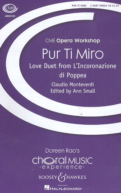 Pur ti miro for 2-part treble chorus and piano score