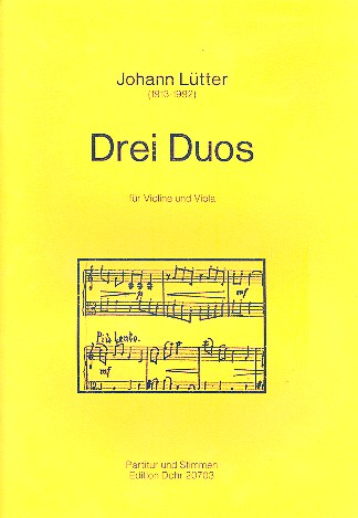 3 Duos fr Violine und Viola Partitur und Stimmen