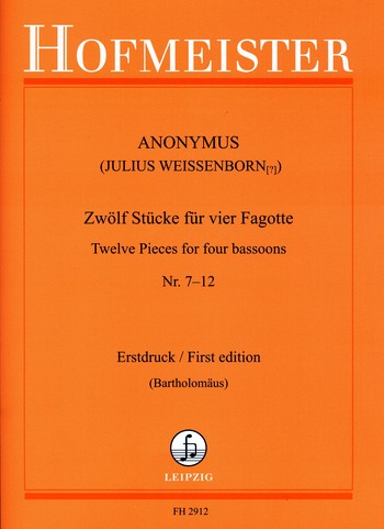 12 Stcke Band 2 (Nr.7-12 ) fr 4 Fagotte Partitur und Stimmen