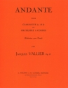 VALLIER Jacques Andante Op.27 pour clarinette et orchestre  cordes clarinette et piano (rduction) Partition