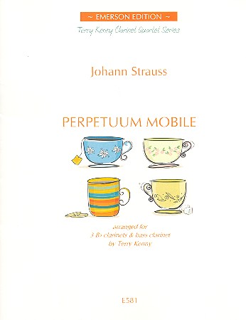 Perpetuum mobile for 4 clarinets (BBBBass) score and parts