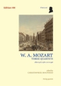 Mozart, Wolfgang Amad Three string quartets  Full score and parts