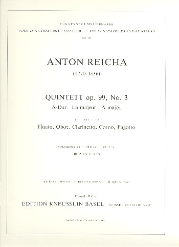 Quintett A-Dur op.99,3 fr Flte, Oboe, Klarinette, Horn und Fagott