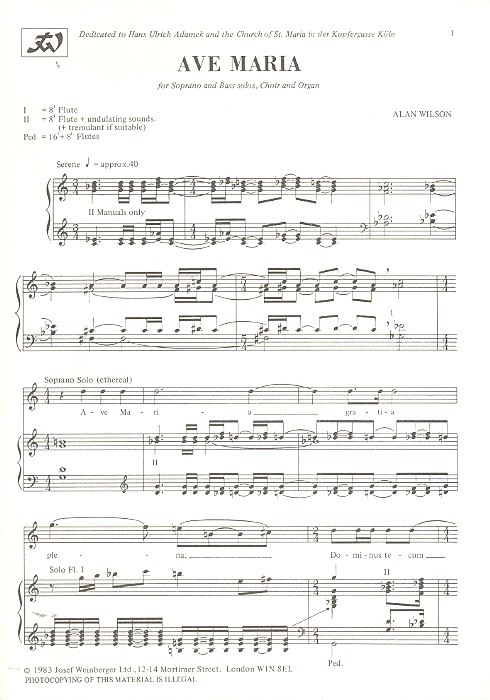 Ave Maria for sopran and flutes vocal score