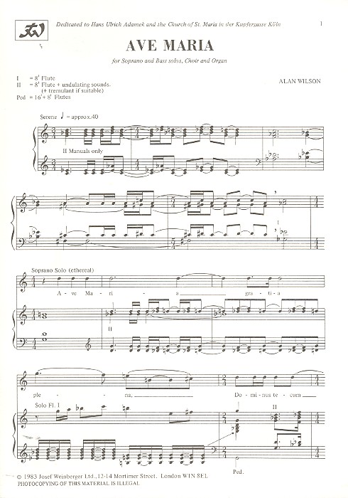 Ave Maria for sopran and flutes vocal score
